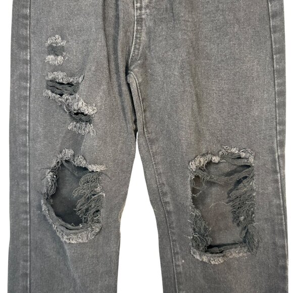 Shein Black Distressed Mom High Waisted Jeans Pants Straight Leg Grunge Punk S - Picture 3 of 7